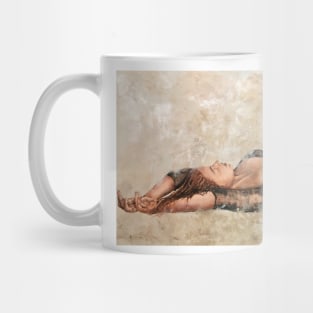 woman laying down Mug